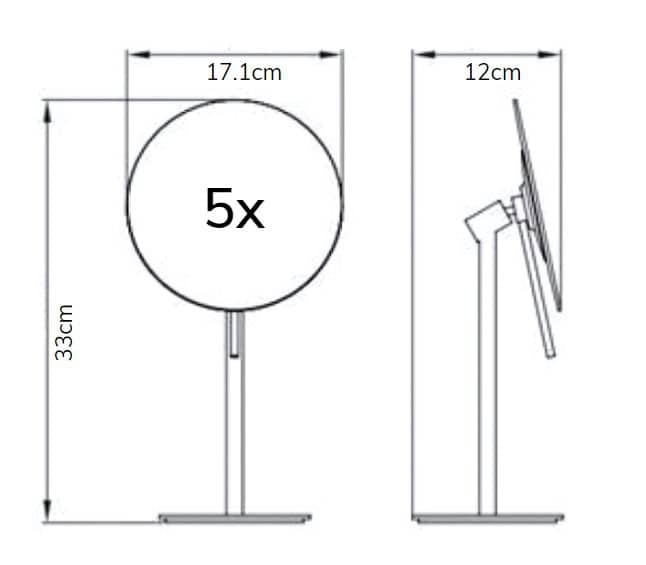 Measurements cosmetic mirror SMILE from B-TRAY