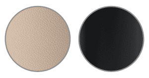Faux leather hotel supplies: colour samples in warm beige and black