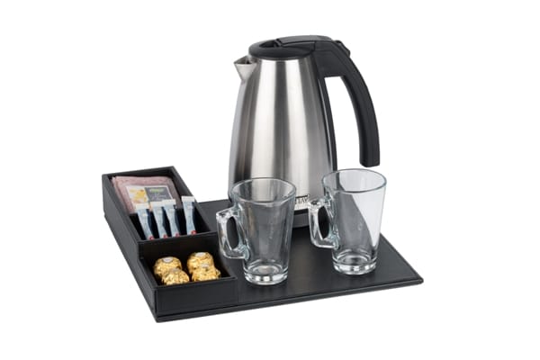 Hospitality-tray-SNAP-Kettle-STYLE-1.0L-TeaGlasses-NoCoffeeMachine-SmallSetup