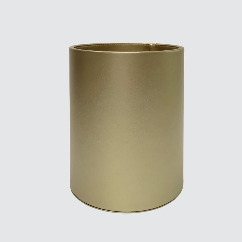 Gold customized faux leather hotel waste bin for luxury guest rooms
