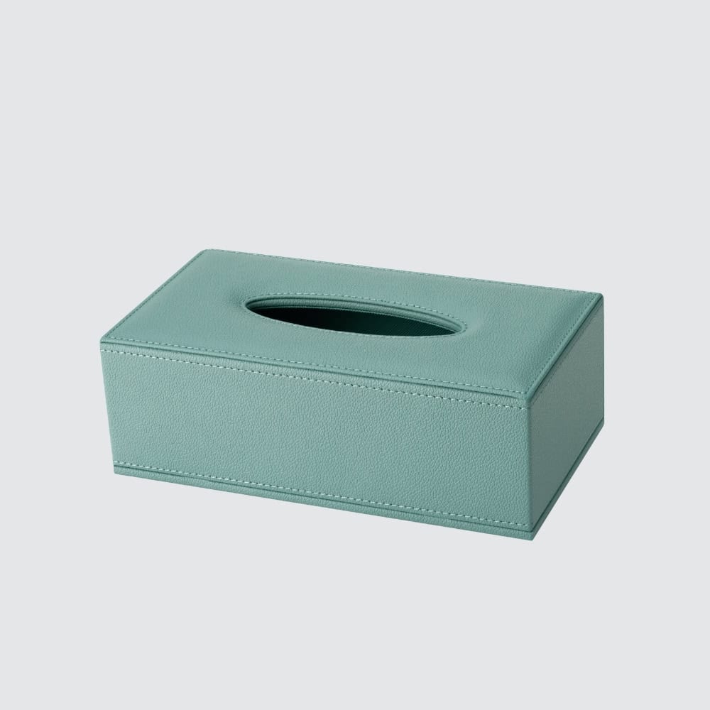 Example of customized turquoise green hotel tissue box