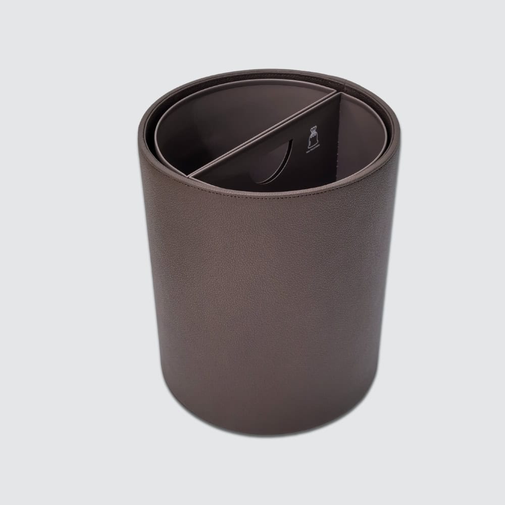 Example of bronze faux leather waste bin