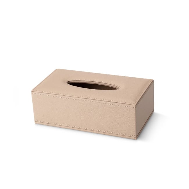Hotel tissue box in warm beige faux leather by B-TRAY